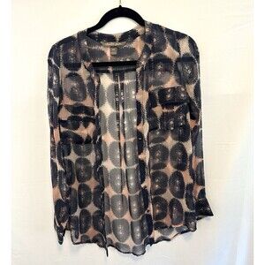 Charlie Jade Women Navy/Blush Chic Workwear, Silk, Casual, Flowy,โ Size S Sheer